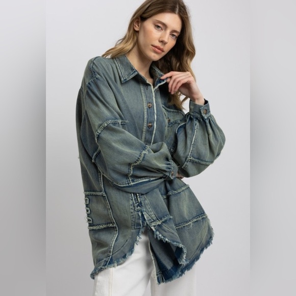 Bluevelvet Peace Sign Denim Shirt - Picture 3 of 3